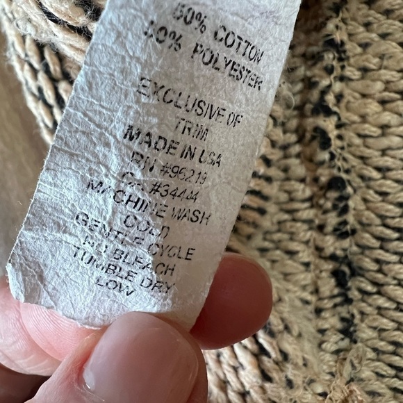 Vintage Willow Black/Cream Button Front Frayed Jacket with Pockets Large - Picture 6 of 9